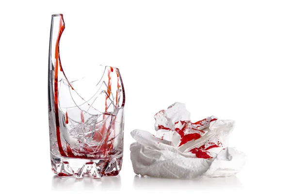 Broken glass with blood — Stock Photo, Image