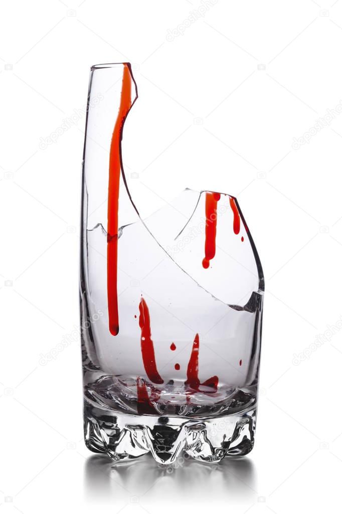 broken glass with blood
