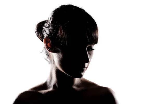 Silhouette girl porträtt — Stockfoto