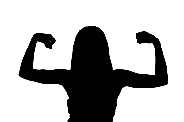 Ragazza mostrando muscoli silhouette — Foto Stock