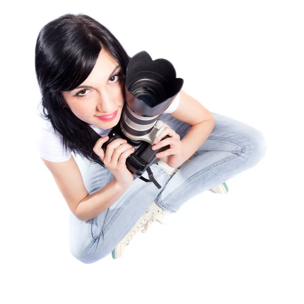 Ragazza con una fotocamera — Foto Stock