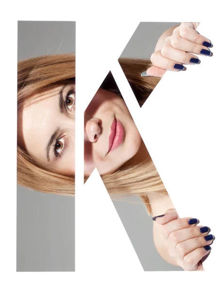 Letra "K" retrato femenino — Foto de Stock