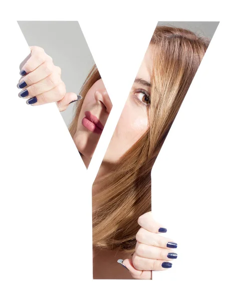 "Y" harfi kadın portre — Stok fotoğraf