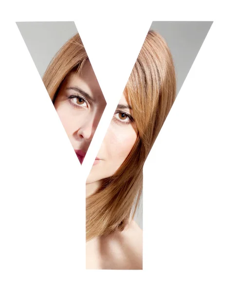 Letra "Y" retrato femenino — Foto de Stock