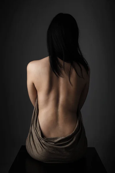 女孩赤裸的背部与合影 — 图库照片