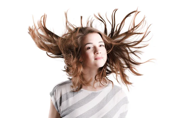 Retrato de una hermosa chica con el pelo ondulado —  Fotos de Stock