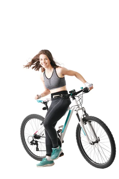 Menina com uma mountain bike — Fotografia de Stock