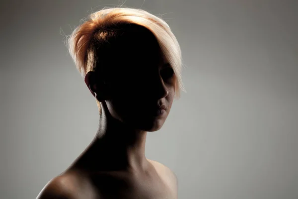 Silhouette girl porträtt — Stockfoto