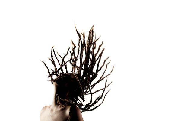 Ragazza con dreadlocks in aria — Foto Stock