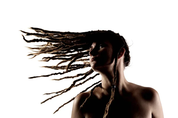 Menina com dreadlocks no ar — Fotografia de Stock