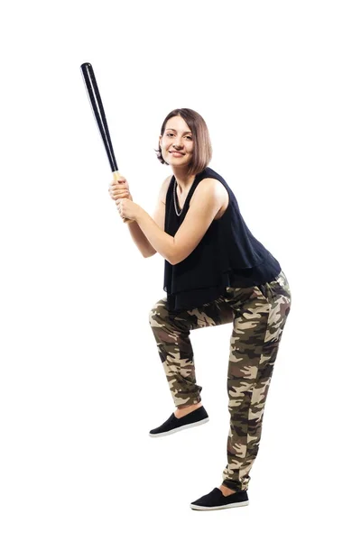 Girl with baseball bat — Stock Photo, Image