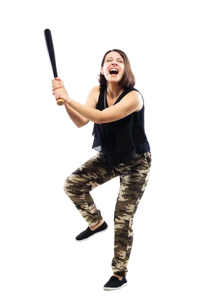 Girl with baseball bat — Stock Photo, Image