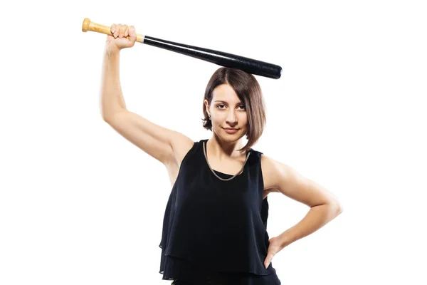 Chica con bate de béisbol —  Fotos de Stock
