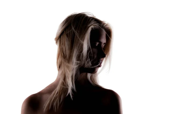 Silhouette ragazza ritratto — Foto Stock