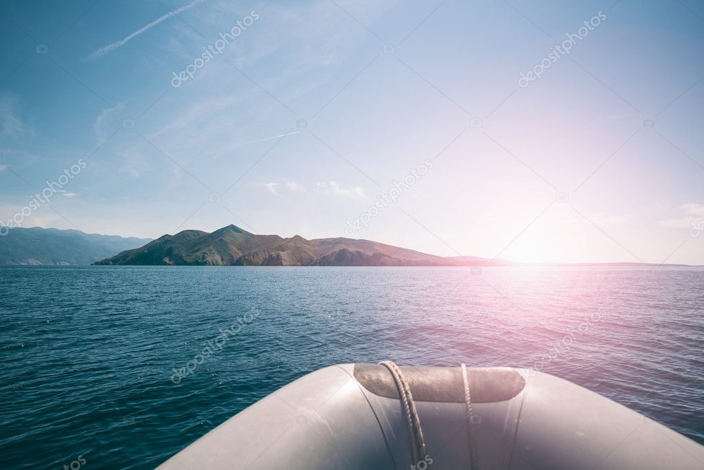 Rubber boat in sea