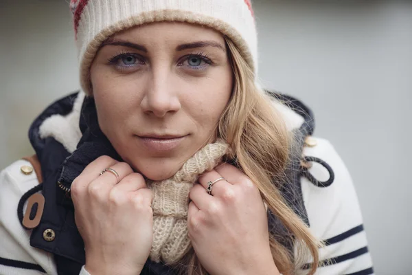 Retrato de inverno, close up — Fotografia de Stock