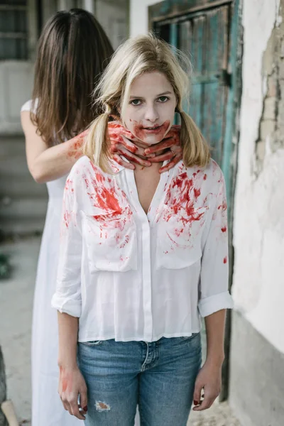 Zombie woman and Ghost woman — Stock Photo, Image