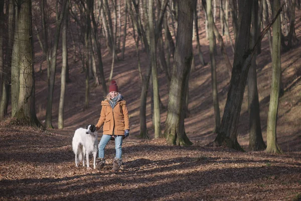 Mujer joven con perro — Foto de Stock