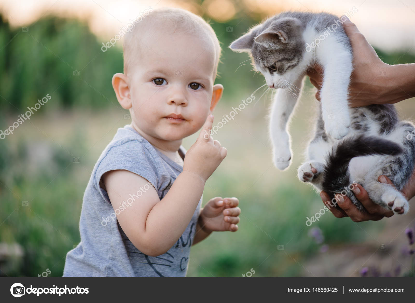 Porträt Eines Mädchens Mit Einer Katze Junge Kind Mädchen