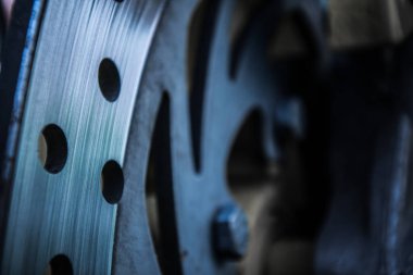 Fren disk. Araba fren disk close-up. Endüstriyel arka plan.