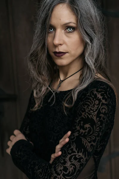 Halloween portrait, woman in halloween costume — Stock Photo, Image