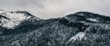 Kış manzarası. Yalnızlık kavramı. Şaşırtıcı dağlar. Kış manzarası.