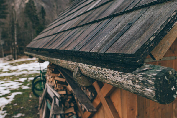 wooden roof. Traditional house.