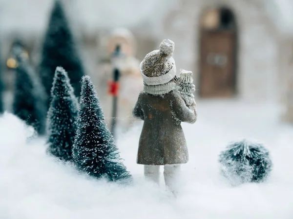 Addobbi Natalizi Con Neve Finta — Foto Stock