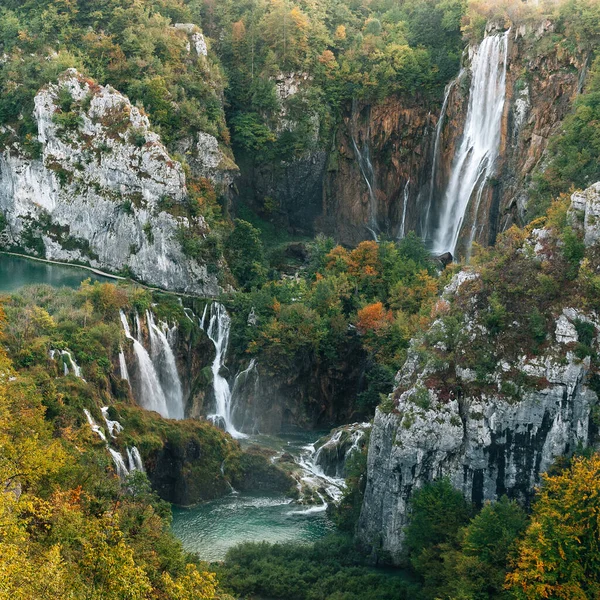 Plitvicer Wasserfall Den Bergen — Stockfoto