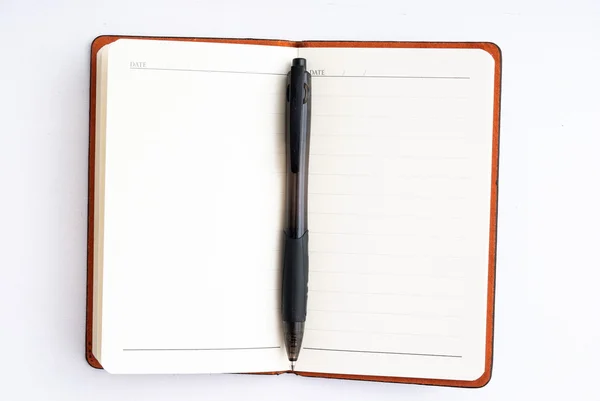 Zápisník s perem, samostatný — Stock fotografie