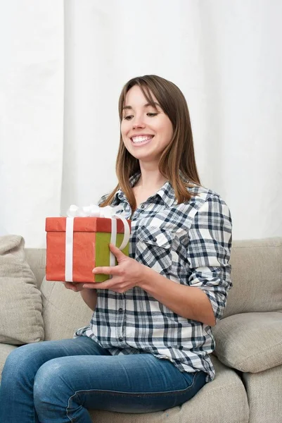 woman with xmas present