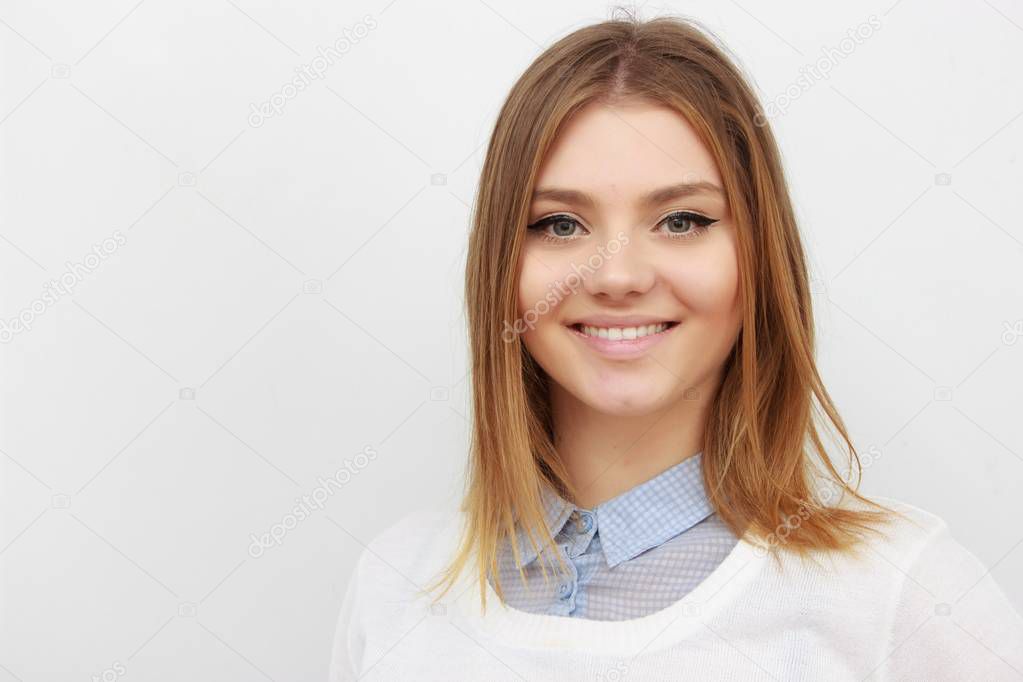 Closeup portrait of beautiful blond girl