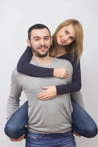 Casual loving couple posing — Stock Photo, Image