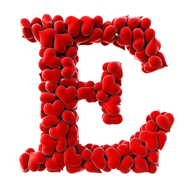 Litery wykonane z czerwone serca — Zdjęcie stockowe