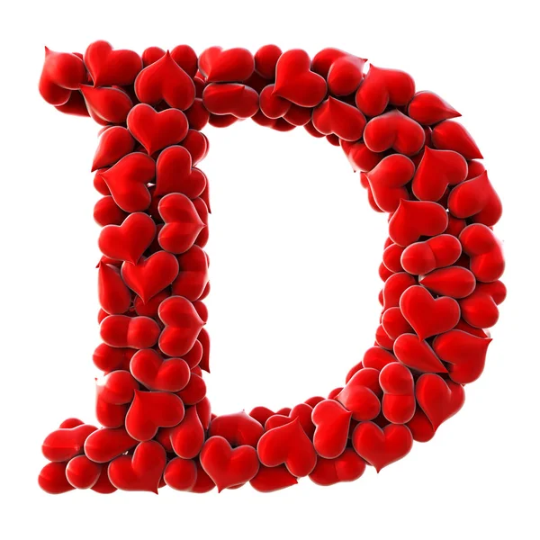 Letter made from red hearts — Stock Photo, Image