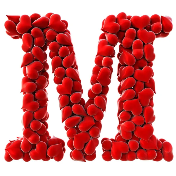 Letter made from red hearts — Stock Photo, Image