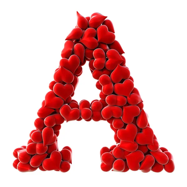 Letter made from red hearts — Stock Photo, Image