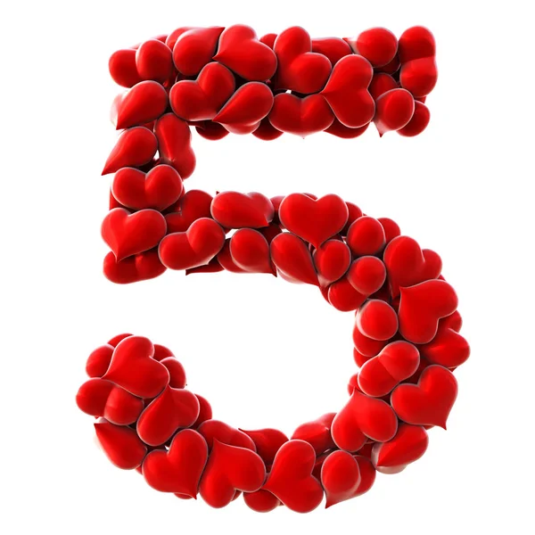 Number made from red hearts — Stock Photo, Image