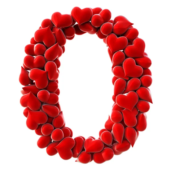 Antal gjorda av röda hjärtan — Stockfoto