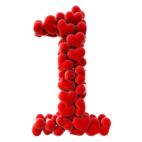 Numer z czerwone serca — Zdjęcie stockowe