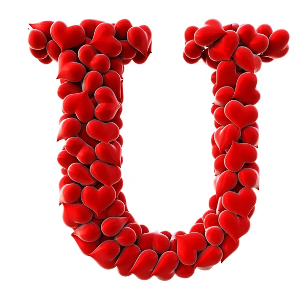 Letter made from red hearts — Stock Photo, Image