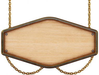 Wooden signboard with chain clipart