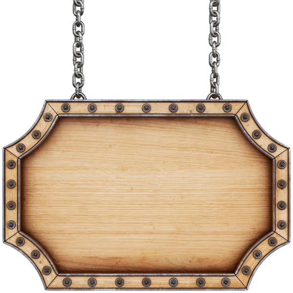 Houten bord met ketting — Stockfoto