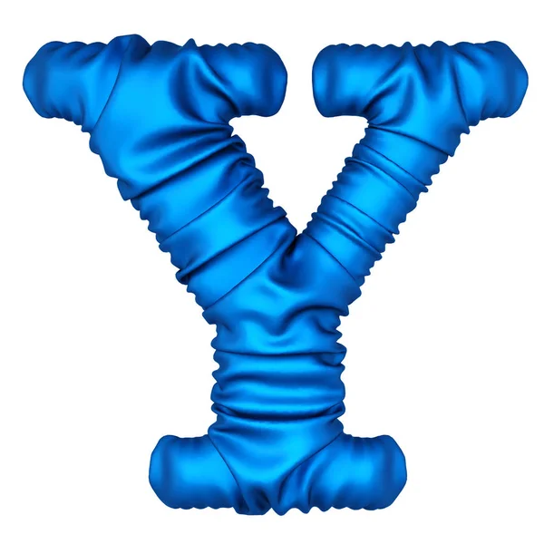 由蓝色织物制成的字母表 — 图库照片