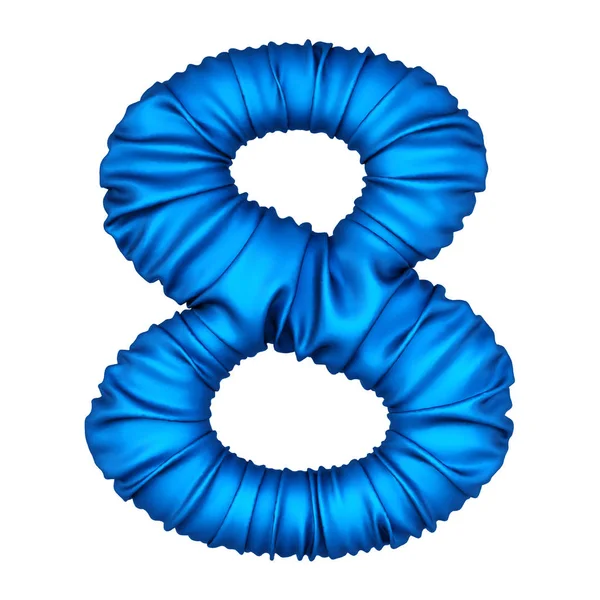Cyfra, wykonane z niebieskiej tkaniny — Zdjęcie stockowe