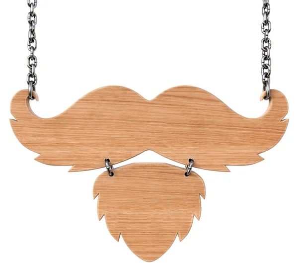 Sinal de madeira com bigode e barba para barbearia — Fotografia de Stock