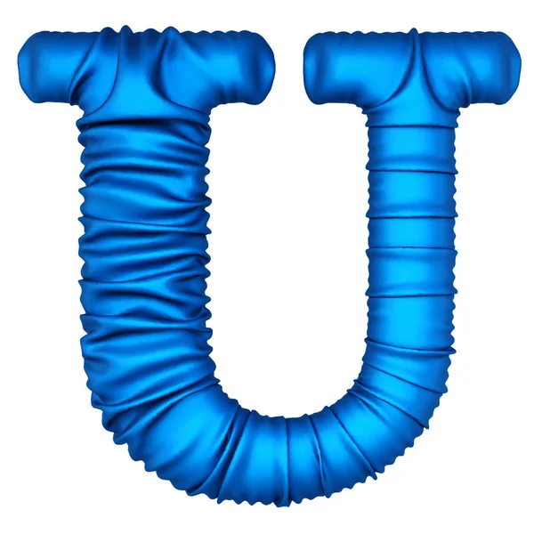 由蓝色织物制成的字母表 — 图库照片