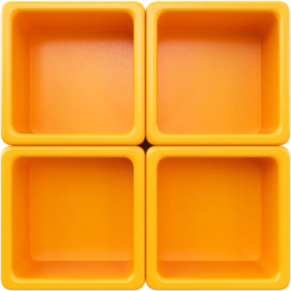 Empty orange plastic shelves — Stock Photo, Image