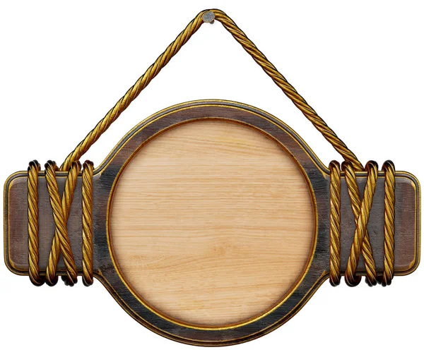 Holzschild mit Seil, das an einem Nagel hängt — Stockfoto