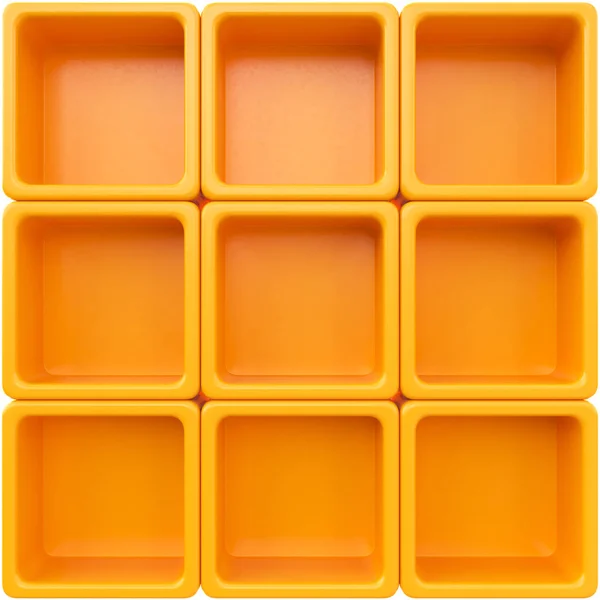 Порожні помаранчеві пластикові полки — стокове фото